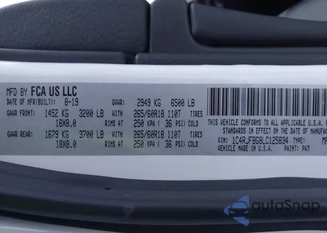 2020 Jeep Grand Cherokee Limited 4X4 z USA, uszkodzony, nr VIN 1C4RJFBG8LC125834